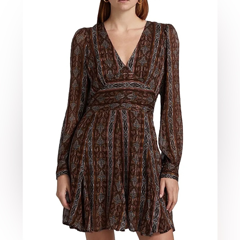 NWT Paige Bucatini Silk-Blend Minidress Size 12